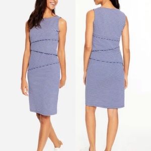 J. MCLAUGHLIN navy blue and white striped Nicola tiered sleeveless dress M NEW